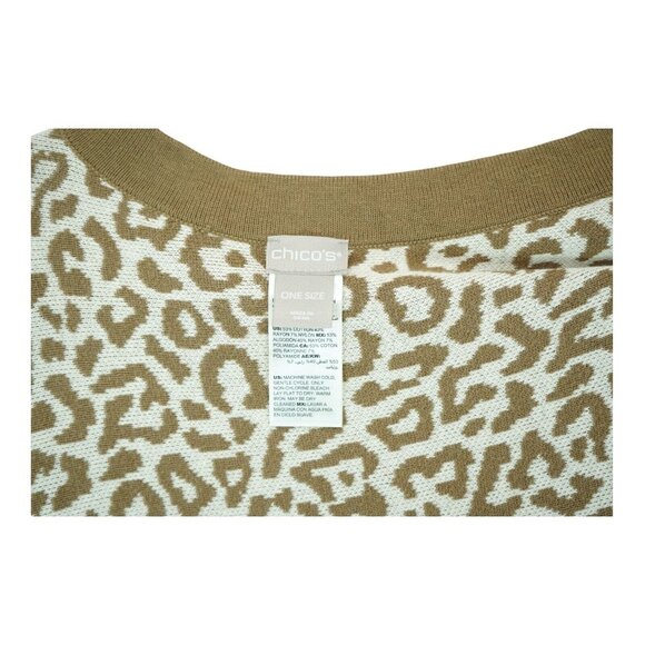 Chico's Reversible Warm Printed-Leopard Print Poncho Women's OS Relaxed Fit - Picture 6 of 6